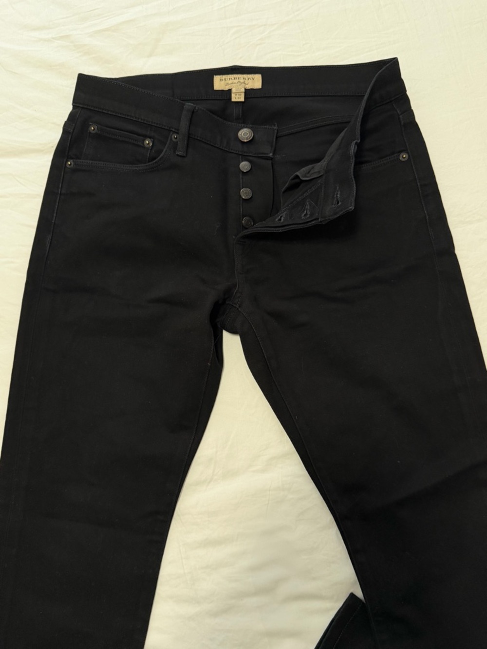 Burberry Men’s Black Slim Straight Jeans with Button Fly